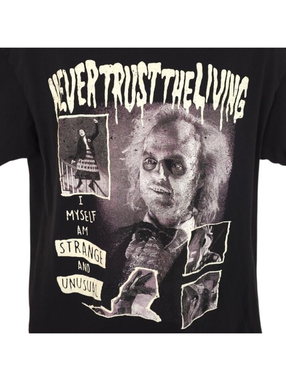 Beetlejuice T Shirt Mens Size Large Black Never Trust The Living Tim Burton